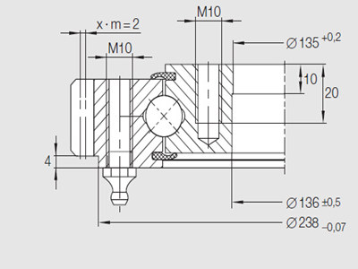 INA Series VA Four Point Contact Bearings (External Gear Teeth)