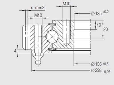 INA Series VA Four Point Contact Bearings (External Gear Teeth Type)